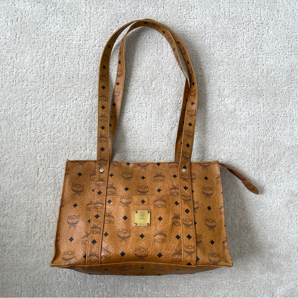 Vintage MCM Shoulder Tote Purse Bag Leather Monogram